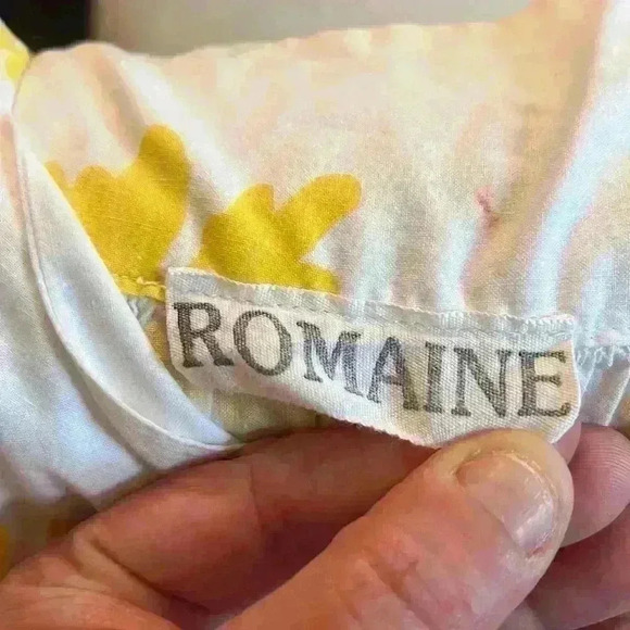 Romaine White and Yellow Midi Dress Tie Shoulders with Pockets - Picture 8 of 8